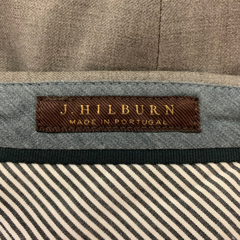 J.HILBURN Size 34 Grey Wool Flat Front Dress Pants
