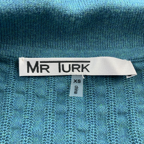 MR. TURK Size XS Teal Textured Cotton Buttoned Polo