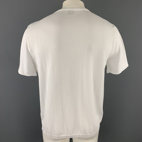 ELEVENTY Taille XL T-shirt à col rond en coton tricoté blanc