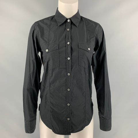 GOLDEN GOOSE Size S Black Gold Cotton Button Down Blouse