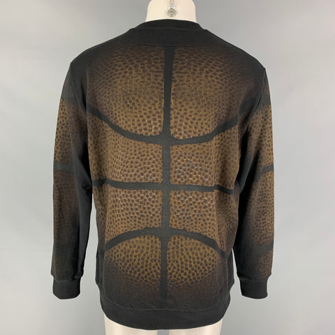 GIVENCHY Fall 2014 Basketball Collection by Ricardo Tisci Size S Black Brown Graphic Cotton Crew-Neck Sweatshirt