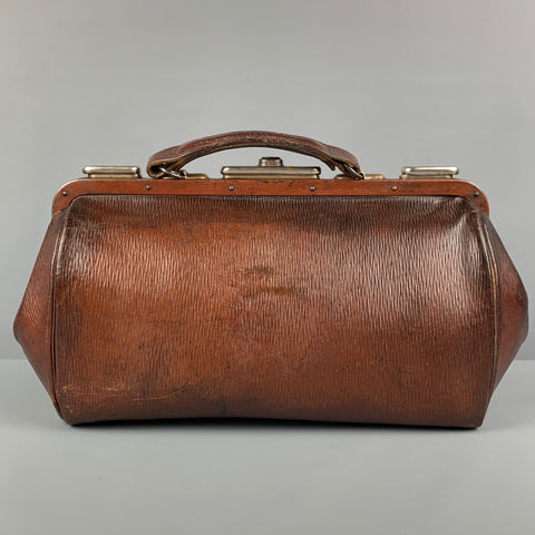 VINTAGE Brown Distressed Leather Doctor Bag
