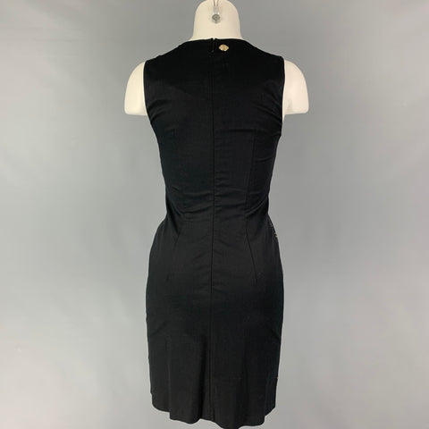 VERSACE JEANS Taille 4 Robe droite cloutée en coton noir