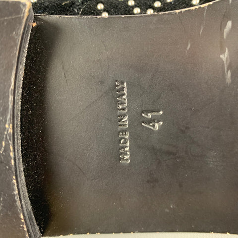 ALAIA Talla 11 Cordones con cordones y adornos de cuero con tachuelas de terciopelo negro y plateado