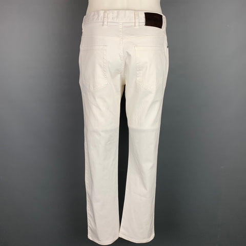 ERMENEGILDO ZEGNA Talla 32 Pantalones casuales con corte jean en mezcla de algodón blanco