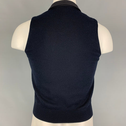 EMPORIO ARMANI Size 34 Navy Wool Blend Snaps Vest