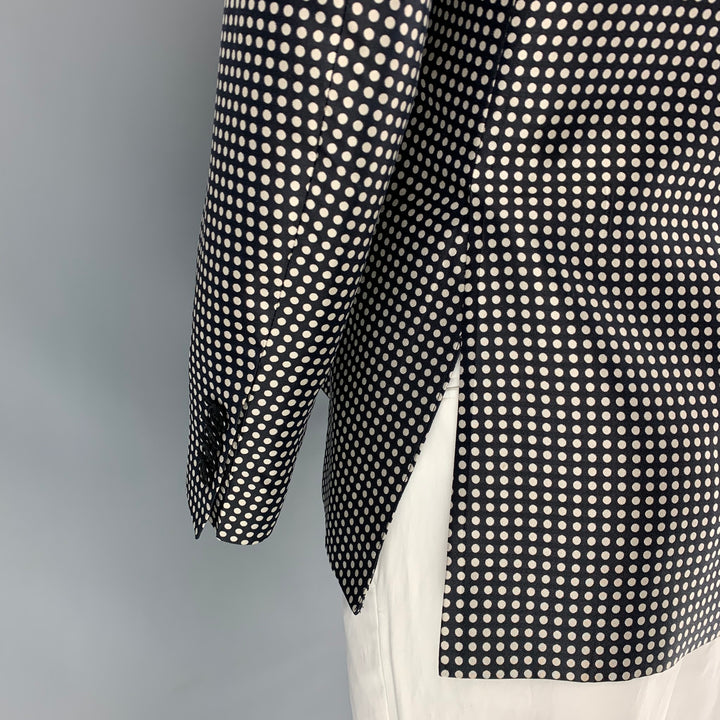 ETRO Size 42 Grey & Black Polka Dot Silk Notch Lapel Sport Coat