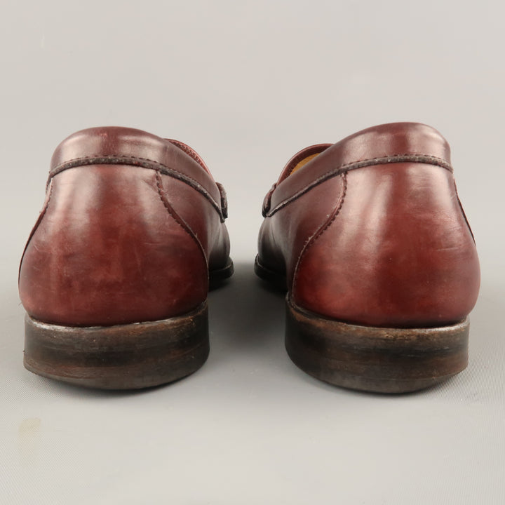 ALLEN EDMONDS Size 10 Burgundy Leather Slip On Penny Loafers Shoes