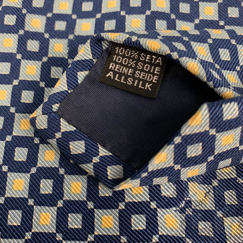 PIATTELLI Blue &  Yellow Checkered Silk Tie