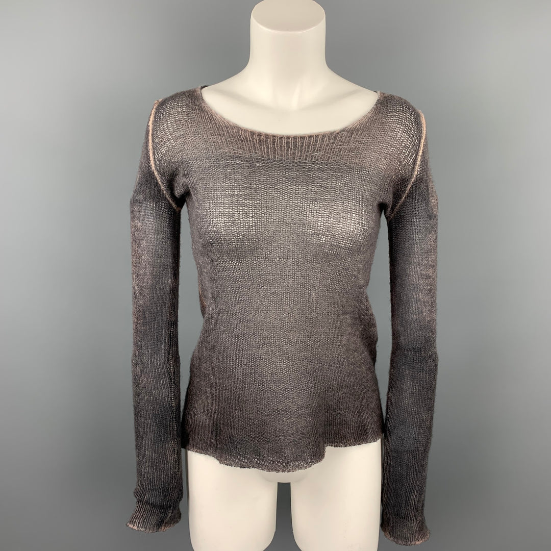 AVANT TOI Size S Grey & Purple Knitted Cashmere Scoop Neck Pullover