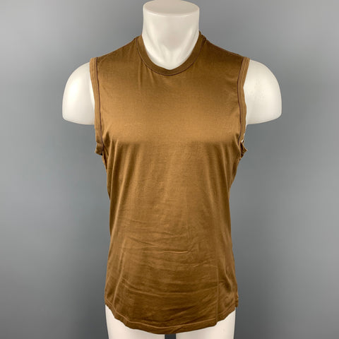 HELMUT LANG Size M Brown Cotton Sleeveless T-shirt