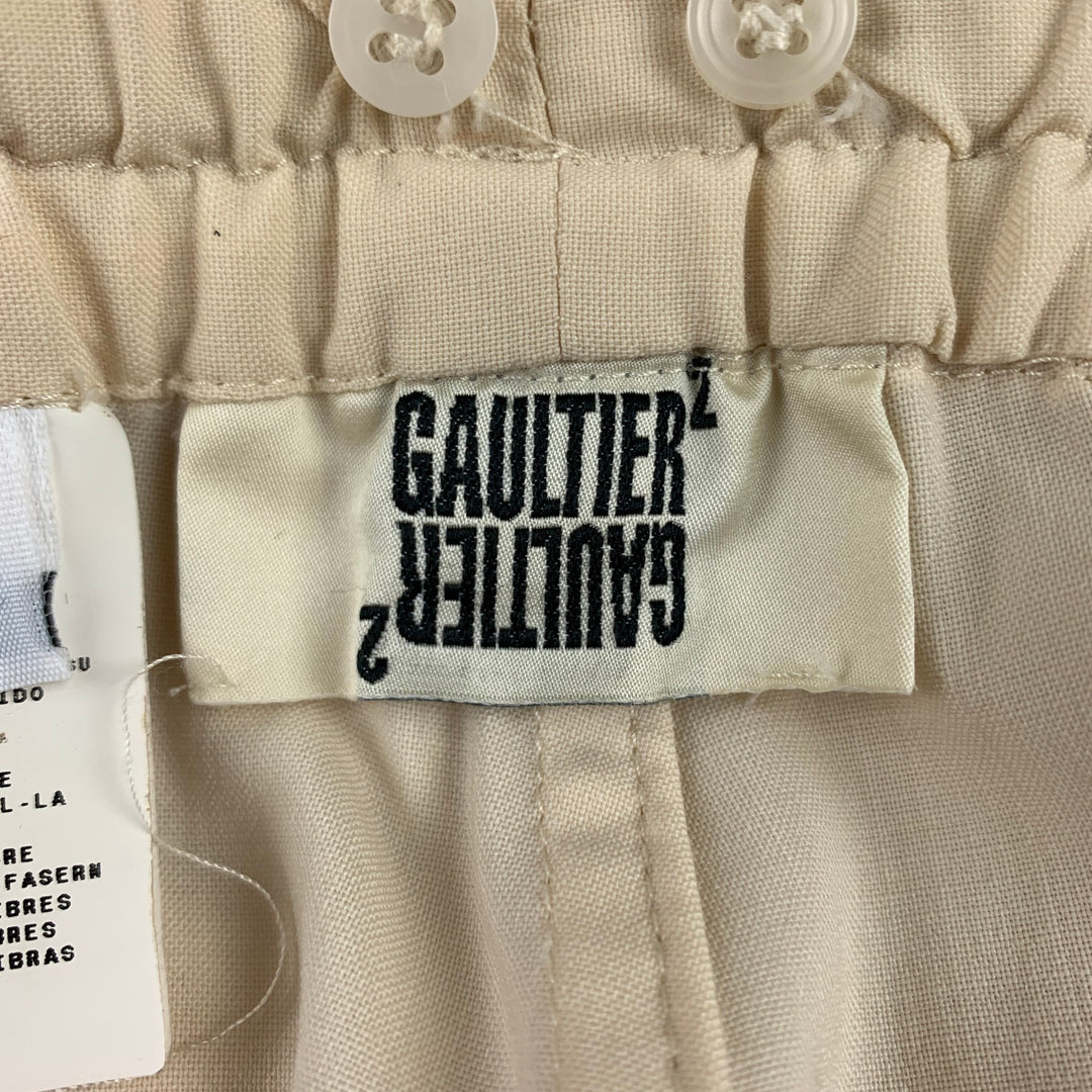 JEAN PAUL GAULTIER Size M Cream Wool Blend Drawstring Casual Pants