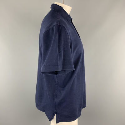RALPH LAUREN Size L Navy Solid Cotton Buttoned Polo