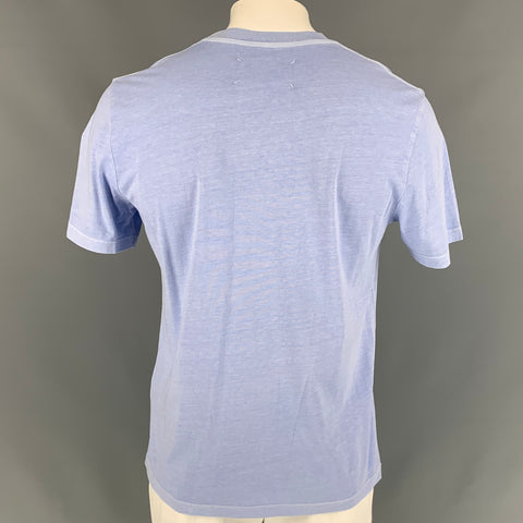 MAISON MARGIELA Size L Light Blue Cotton Crew-Neck T-shirt