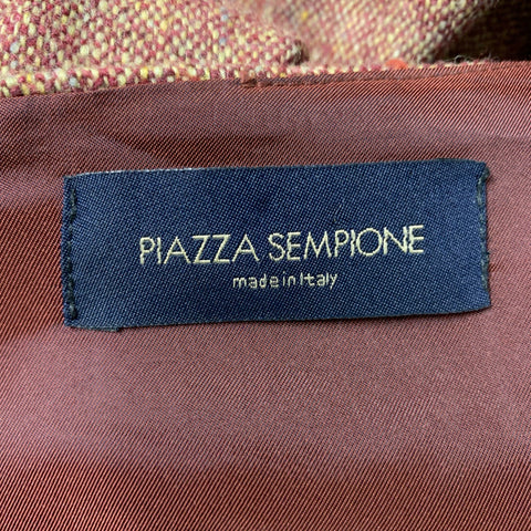 PIAZZA SEMPIONE Size 4 Burgundy Cream Wool &  Lycra Textured Sheath Dress