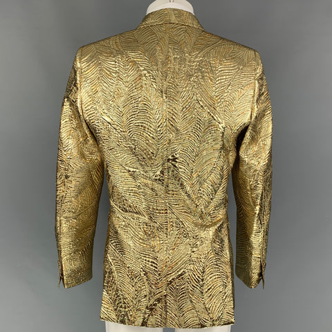 DSQUARED2 Size 40 Gold Jacquard Polyester Blend Peak Lapel Sport Coat