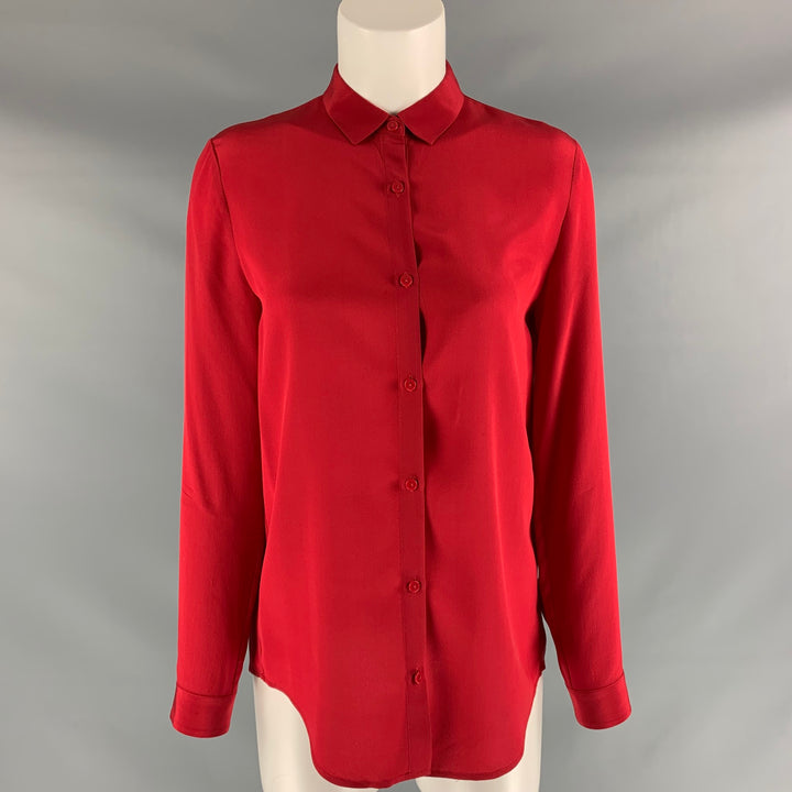 THE KOOPLES Size XXS Red Silk Solid Blouse