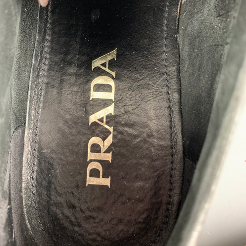 PRADA Talla 8 Zapatos con cordones de cuero perforado gris marrón