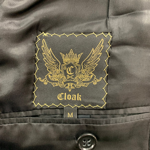 CLOAK Size M Dark Gray & Black Nailhead Wool / Mohair Peak Lapel Sport Coat