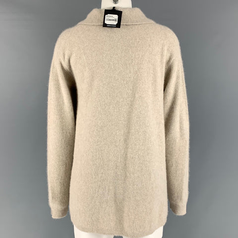 JARBO Size S Oatmeal Wool Blend Solid Hidden Snaps Cardigan