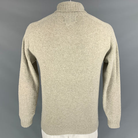 HARLEY Size L Oatmeal Knitted Wool Turtleneck Sweater