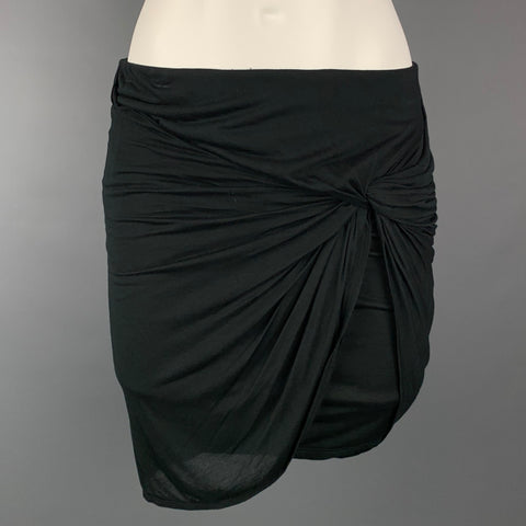 HELMUT LANG Taille S Mini jupe froncée en jersey noir modal