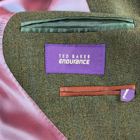 TED BAKER Size 40 Short Charcoal Glenplaid Wool Blend Notch Lapel Suit