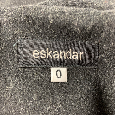 ESKANDAR Size L Charcoal Heather Wool / Cashmere Oversized High Collar Coat