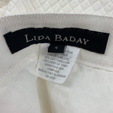 LIDA BADAY Size 4 Off White Cotton Polyamide Rhombus Pleated Skirt