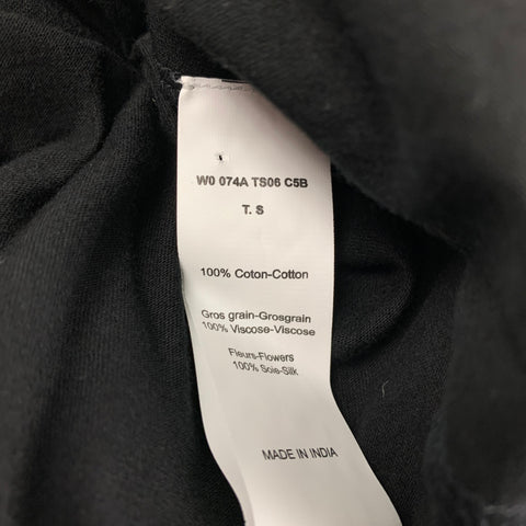 LANVIN Talla M Vestido recto de flores de seda de algodón negro
