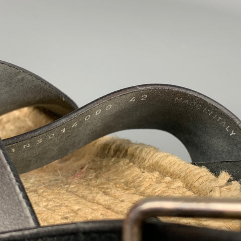 YVES SAINT LAURENT Rive Gauche Size 9 Black & Espadrille Leather Studded Sandals