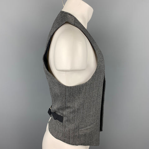 MARC by MARC JACOBS Chaleco abotonado de lana en espiga gris talla M