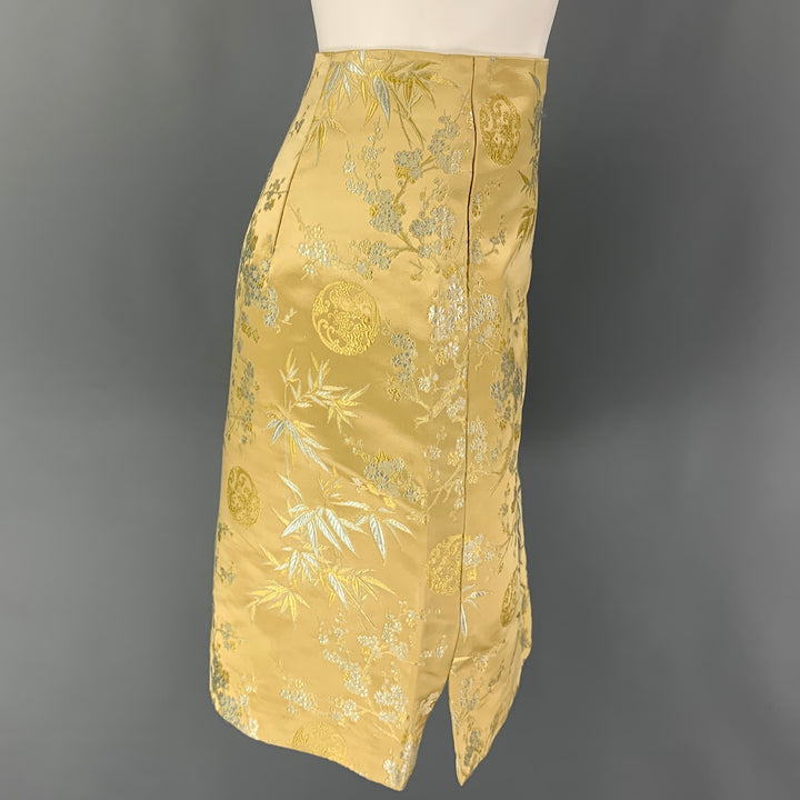 KIMERA Size S Yellow Silk Chinoiserie Skirt