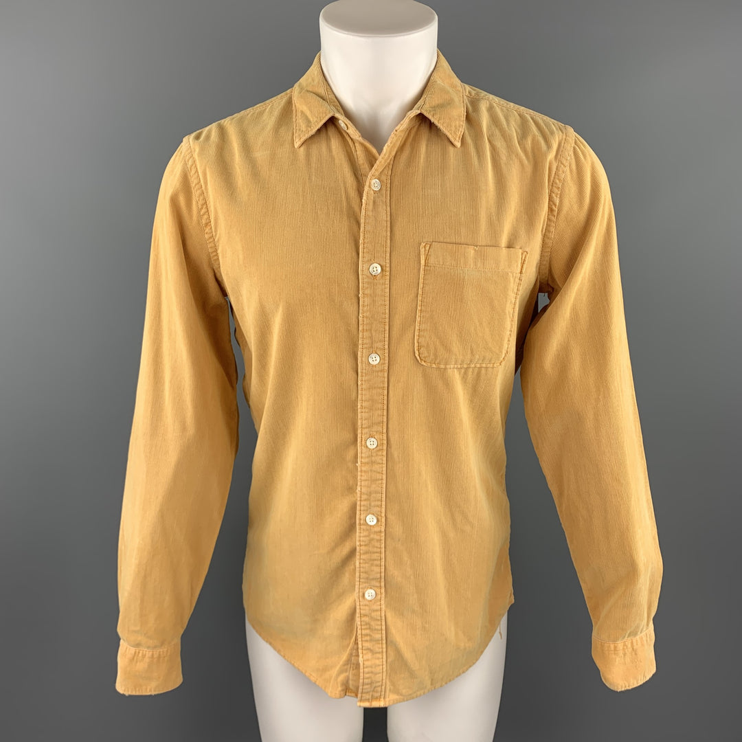 FRAME Size S Yellow Corduroy Button Up Long Sleeve Shirt