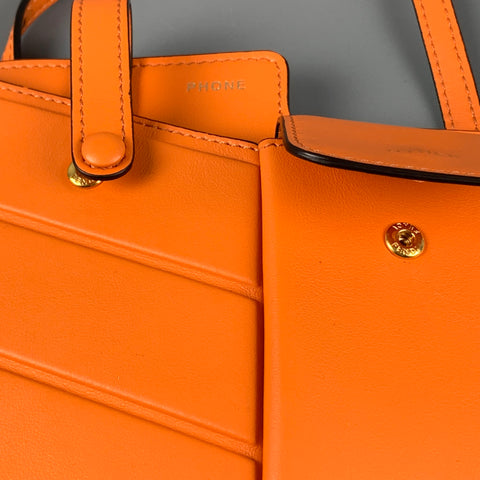 FENDI 2018 Orange Leather Bustine 2 Pockets Mini Cross Body Bag