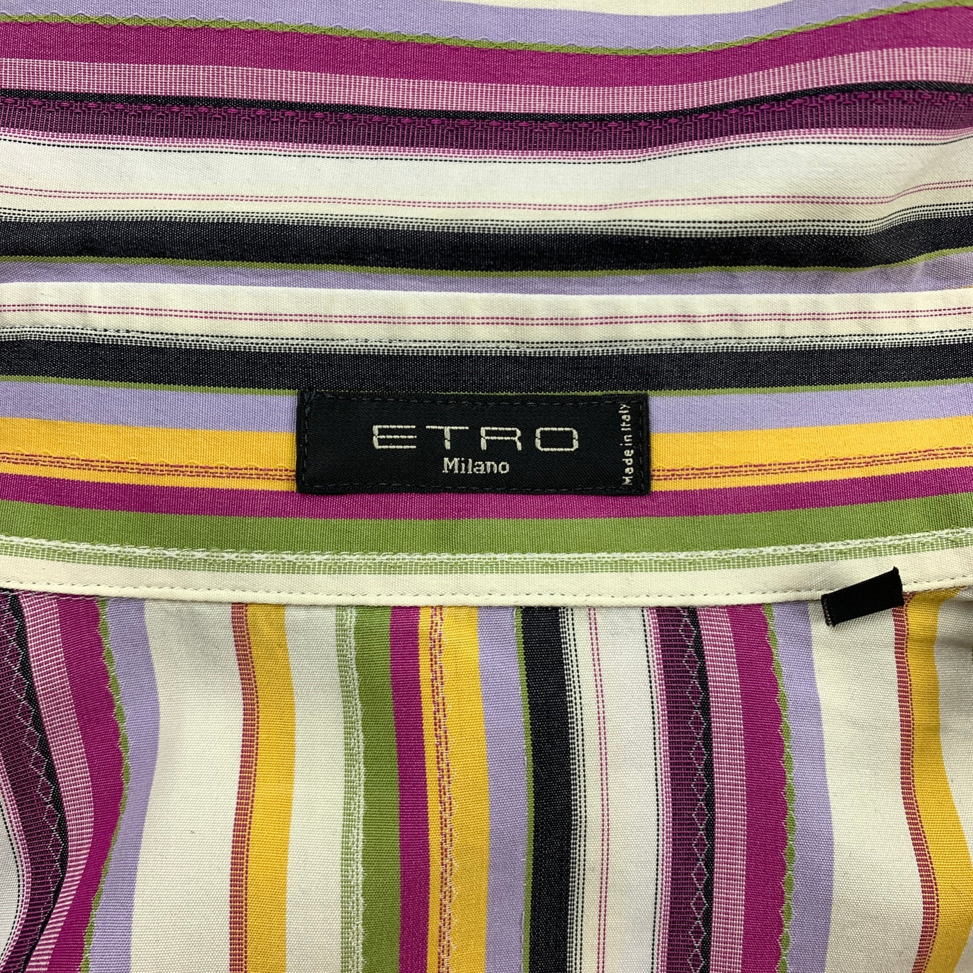 ETRO Size 8 Multi-Color Poplin Stripe Cotton Button Up Blouse