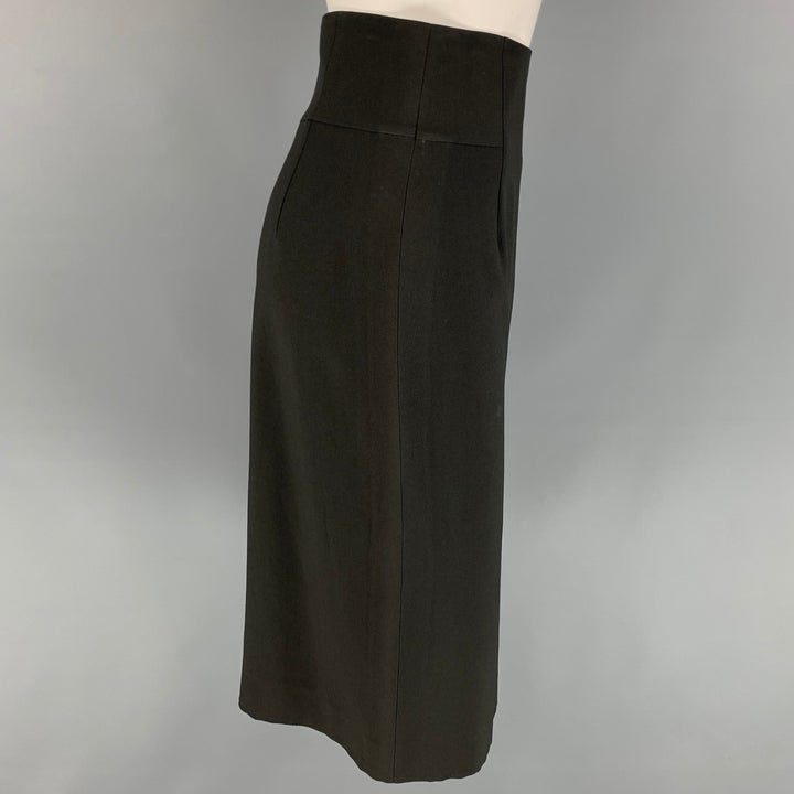 AKRIS Size 6 Charcoal Acetate / Viscose Pencil Mid-Calf Skirt
