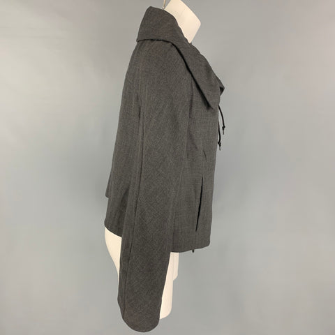 MARNI Size 6 Grey Cotton Linen Hidden Snaps Jacket