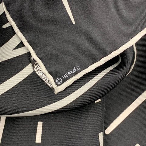 HERMES Pluie D'Etincelles by Wlodzimierz Kaminski Black & White Silk Scarf