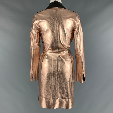 COLLECTION PRIVEE? Size 6 Gold Leather Metallic Reversible Coat