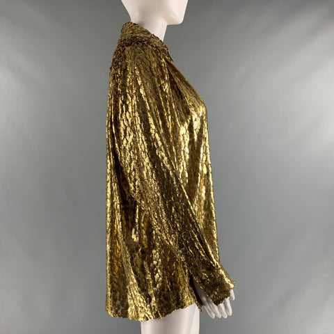 MICHAEL KORS -COLECCIÓN- Blusa con botones metálicos de seda y poliéster dorado talla 4