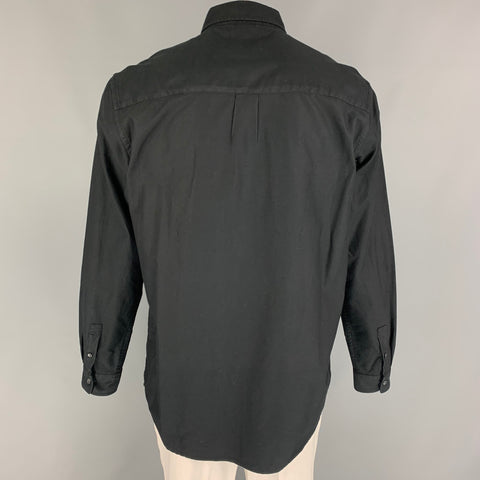 SATURDAYS NYC Size L Black Cotton Long Sleeve Shirt