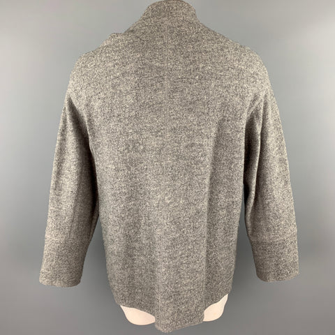 RYAN ROBERTS Size L Grey Wool Snaps Collarless Jacket