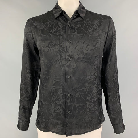 RtA Size M Black Jacquard Acetate Blend Button Up Long Sleeve Shirt