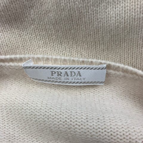 PRADA Cuello en V Talla 6 Jersey con cuello en V de lana / cachemira color crema