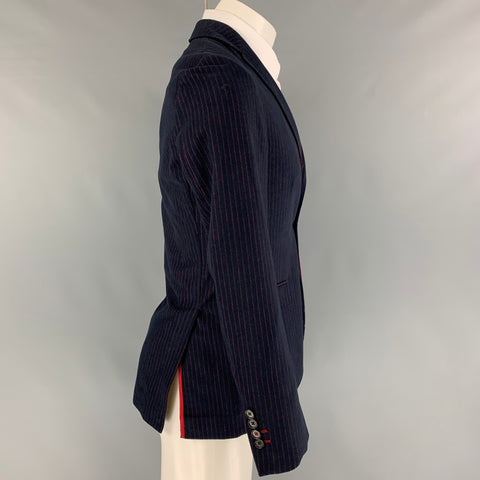 BROOKS BROTHERS Taille 36 Manteau de sport en coton à fines rayures rouge marine