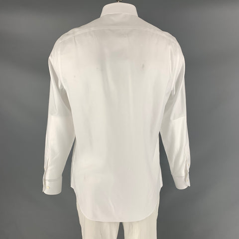SUITSUPPLY Size L White Solid Cotton Button Up Long Sleeve Shirt