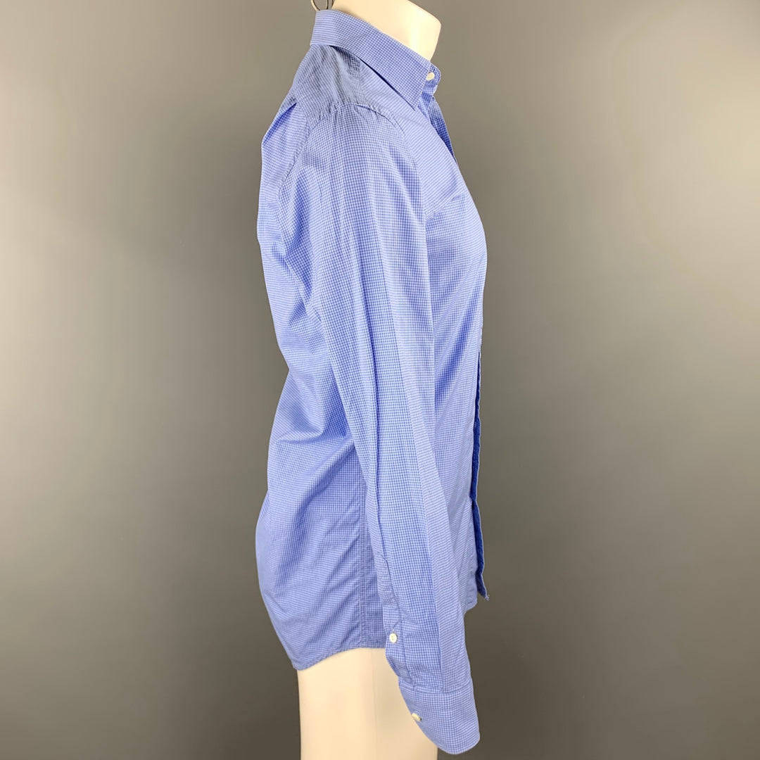 RALPH LAUREN Black Label Size S Blue Window Pane Cotton Button Up Long Sleeve Shirt