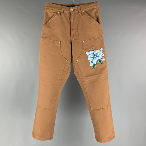 CARTHARTT Size XS Brown Applique Cotton Carpenter Casual Pants