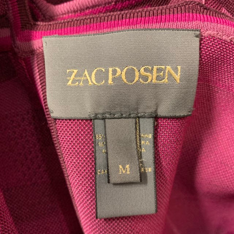 ZAC POSEN Size M Eggplant & Pink Rayon & Lycra Graphic Sleeveless Dress